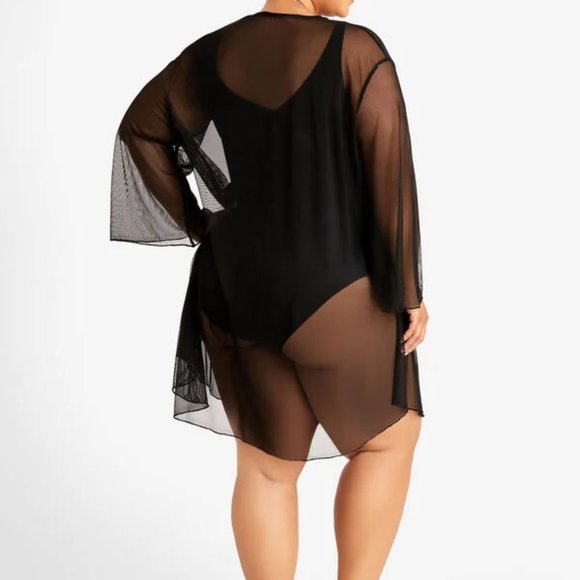 WEEKEND SPECIAL 🎈🎈  Mesh Flare Sleeve Swim Cover Up - Picture 2 of 2